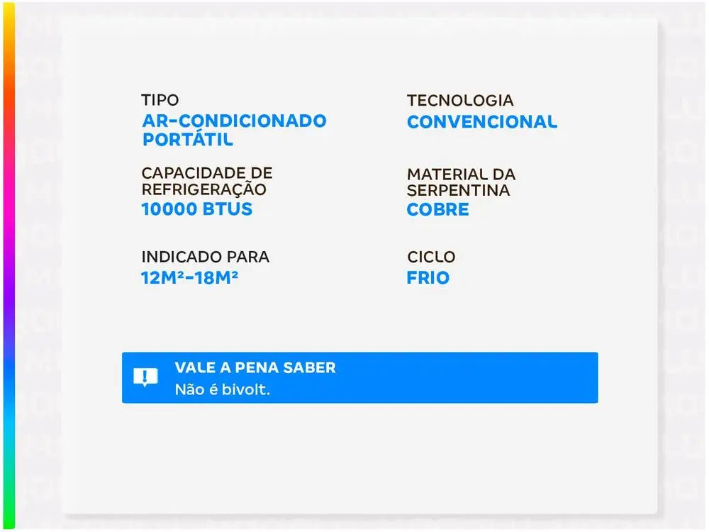 Portable Air Conditioning 10.000 BtUs Gree Frio Aovia GPC10AP-A6NNA1A - 110V