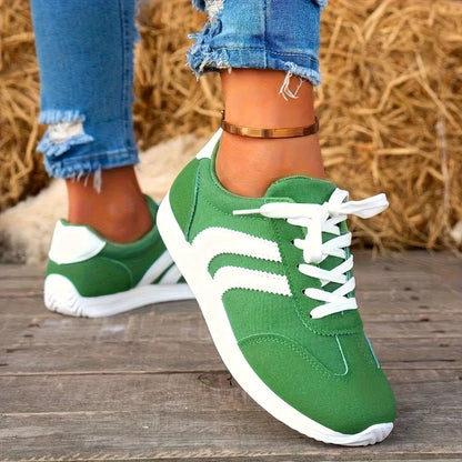Women's Casual Sports Shoes - Rubber Sole, Geometric Pattern, Low Cut Lace Up Design, Suitable for Wearing All Seasons
