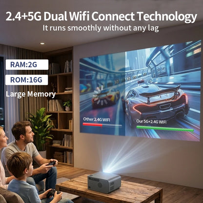 2026 New Smart Projector 2500 ANSI LM Google Play HDR10+ 1920*1080P Full HD Support 8K Video For Home Movie Theater TV Gaming