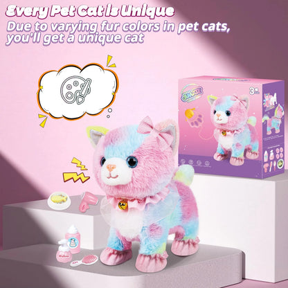 Interactive Walking Toy Cat for Kids Touch & Voice Controlled with Remote Leash And Waggling Tail Ideal Birthday Or Gift