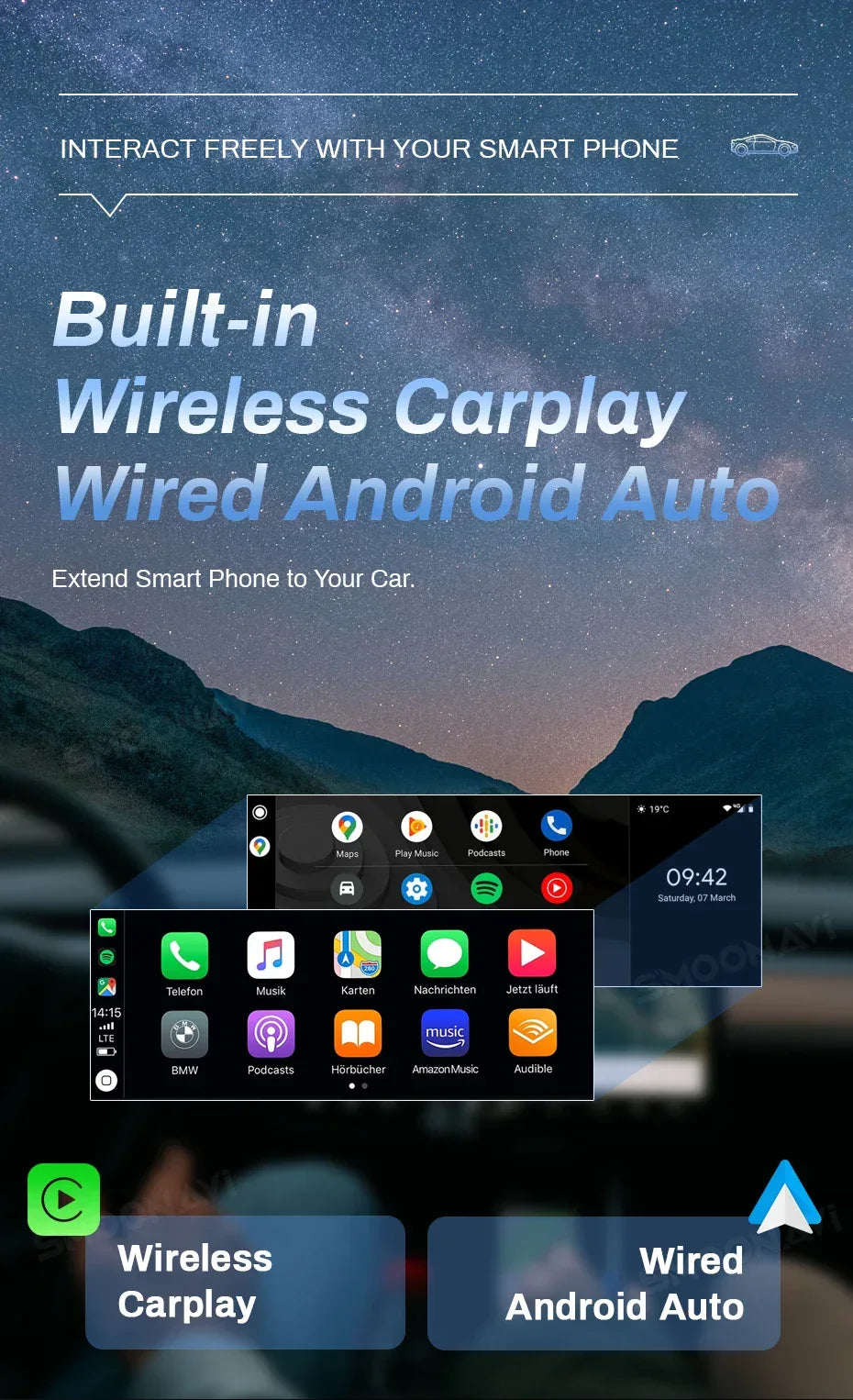 Wireless Carplay Android 12 12.3 Inch IPS 1920*720P Car Multimedia Player For BMW X1 F48 2016 2017 NBT System 4G Wifi Navigation