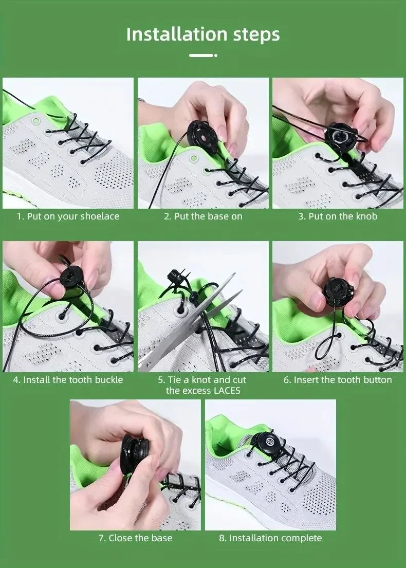 1Pair Automatic Shoelaces Without Ties Install Simple Swivel Buckle Laces Thick Rope Tennis Sneakers Shoelace Shoe Accessories