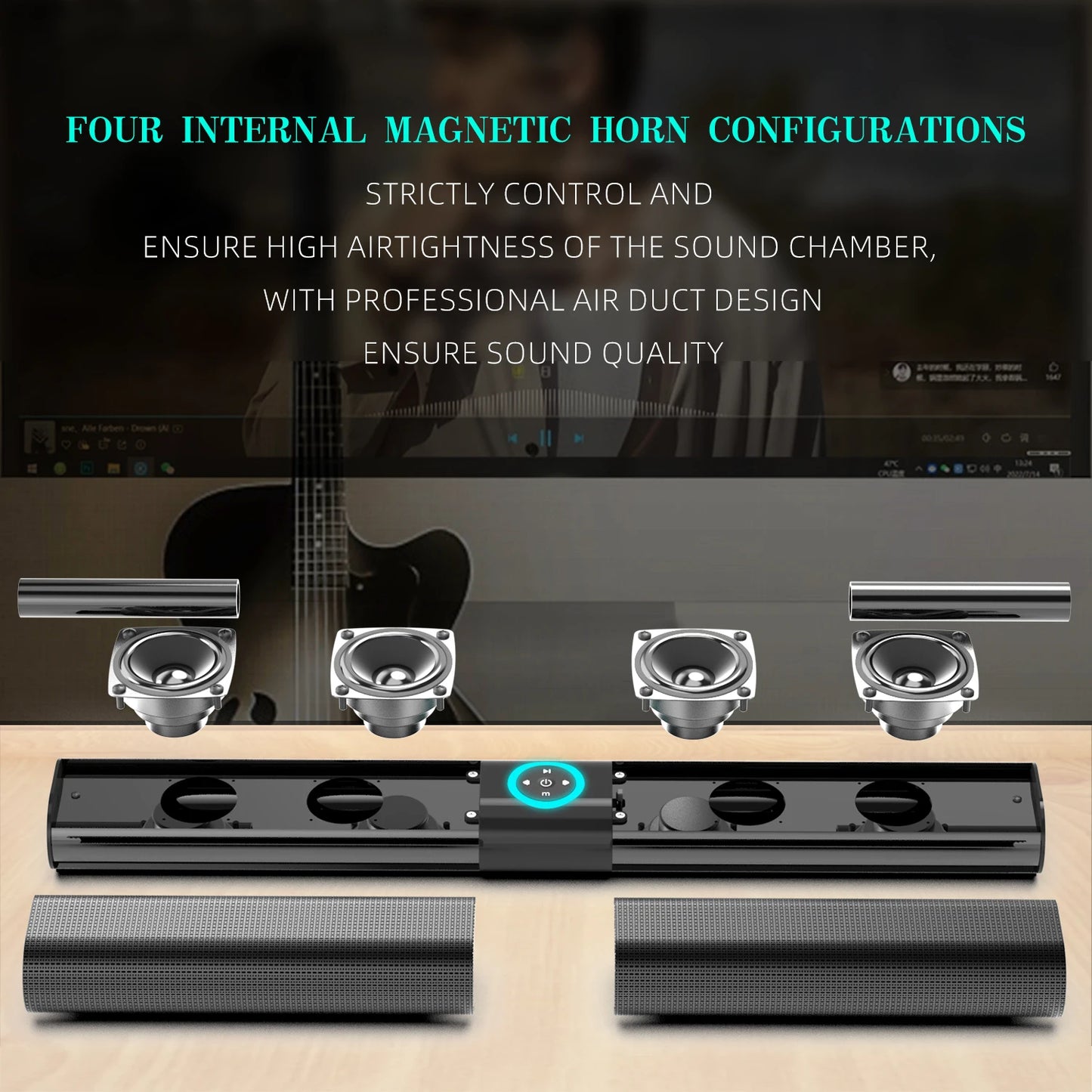 HOMEFISH BS-20  RGB Ambient Light Bluetooth Speaker 6 EQ Sound Effects 4 Speakers Supports TF, USB, AUX, RCA, Bluetooth, FM