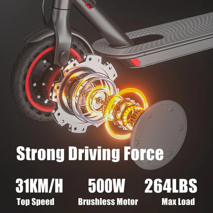 ATSANT Adult Electric Scooter 31/35km/h 500W/1000W 35KM/50KM Long Range 8.5/10Inch Tyre 10.5/14.5Ah Large Battery Kick Scooter