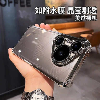 Case For Huawei Pura 80 Ultra 80 Pro plus Luxury Electroplating Transparent Four Corners Shockproof Back Cover For Huawei Pura80