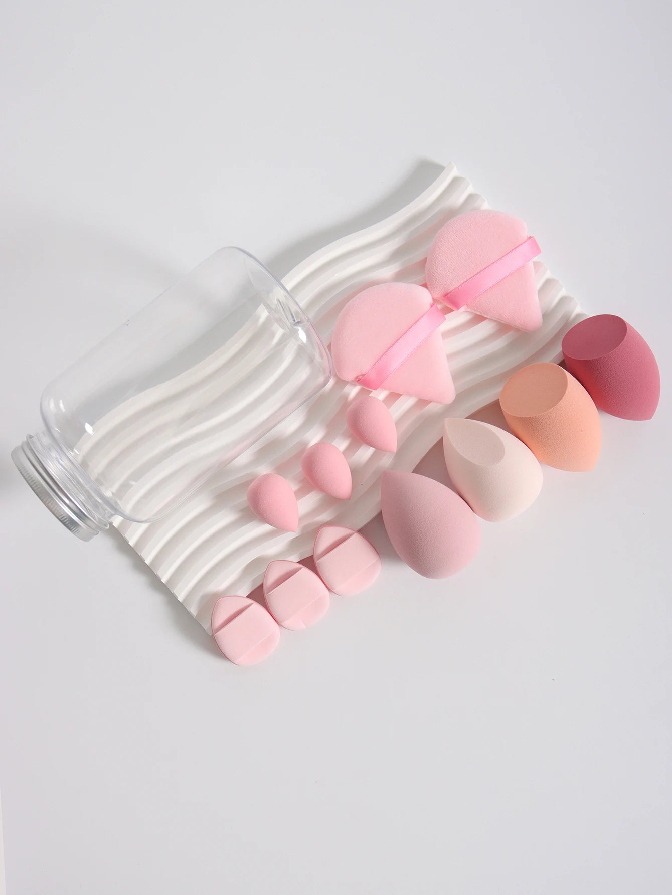 12Pcs Makeup Sponge Set with Storage Jar Latex-Free, Makeup Sponge Finger Puff, Dual-Use Wet & Dry Foundation Cosmetic Puffs