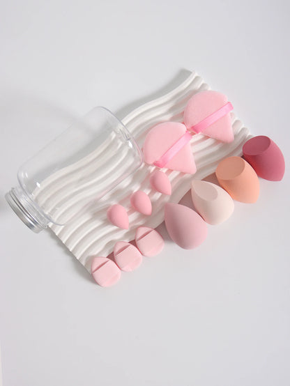 12Pcs Makeup Sponge Set with Storage Jar Latex-Free, Makeup Sponge Finger Puff, Dual-Use Wet & Dry Foundation Cosmetic Puffs