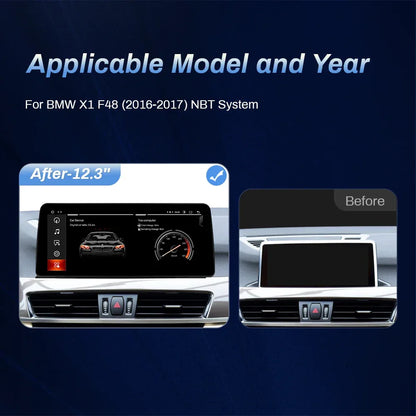 Wireless Carplay Android 12 12.3 Inch IPS 1920*720P Car Multimedia Player For BMW X1 F48 2016 2017 NBT System 4G Wifi Navigation