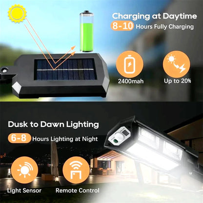 Newest Solar LED Light 300000LM Outdoor Solar Lamp Of Motion Sensor 4 Mode Waterproof IP65 Solar Garden Light Street Yard Lanter