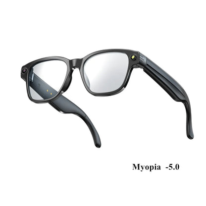 Lunettes vidéo intelligentes pour myopie, stabilisées, enregistrement vidéo, transmission Wi-Fi et Bluetooth, reconnaissance d'objets.