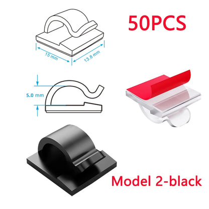 50 20 10 PCS Cable Organizer Clip Self Adhesive Cord Management Desktop Wall USB Cable Management Wire Winder Manager Desk Clamp
