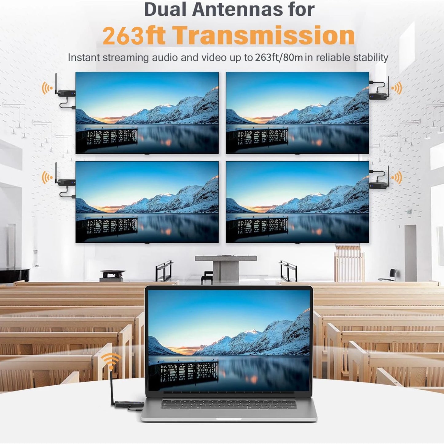 1080P 80m Wireless HDMI Transmitter and Receiver APP Monitor Video Transceiver Low Latency Plug and Play for PC TV Projector