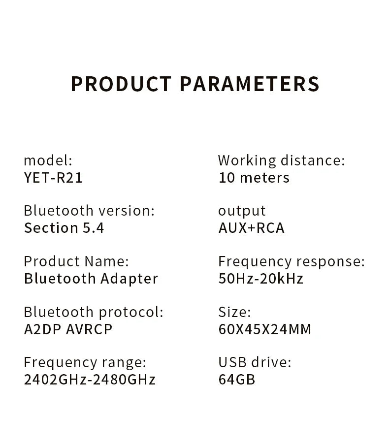 Bluetooth 5.4 Audio Receiver 3.5mm AUX RCA USB U-Disk Stereo Music Wireless Audio Adapter For PC TV Car Kit Speaker Amplifier