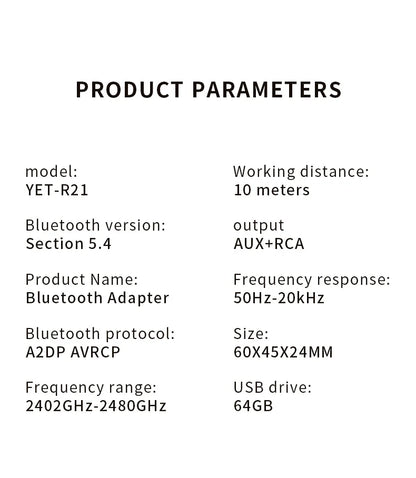 Bluetooth 5.4 Audio Receiver 3.5mm AUX RCA USB U-Disk Stereo Music Wireless Audio Adapter For PC TV Car Kit Speaker Amplifier