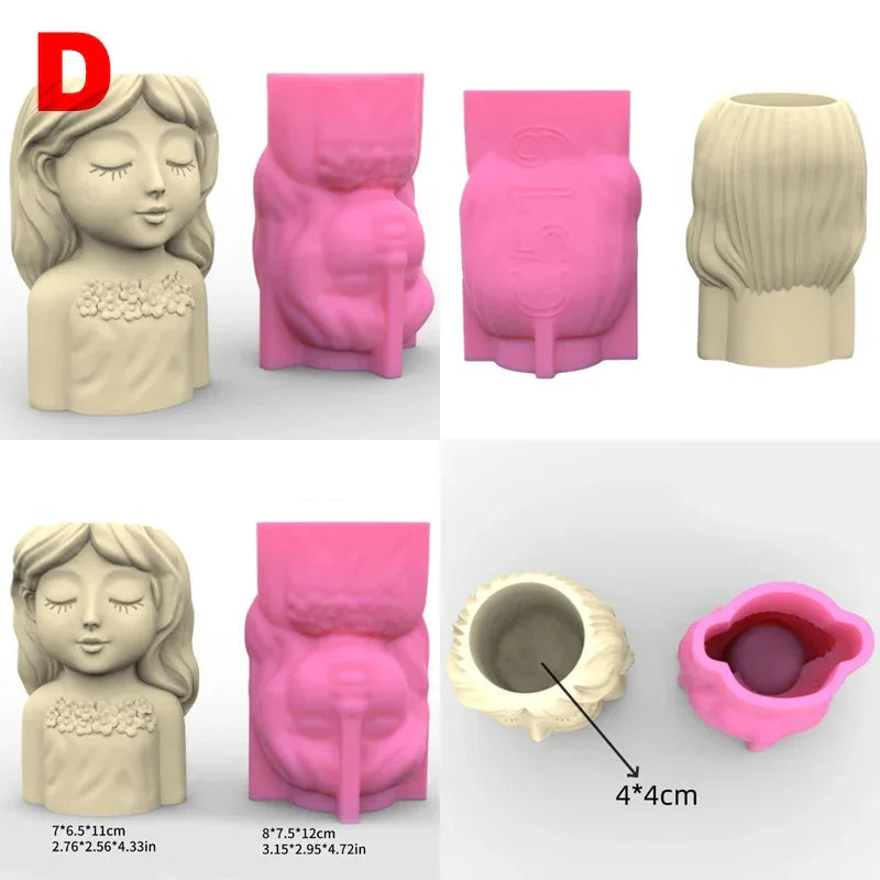 21 Types Nonstick Girls Pen Holder Mold Flower Pot Silicone Mold DIY Crafts Ornament Tool DIY Succulent Planter Mold
