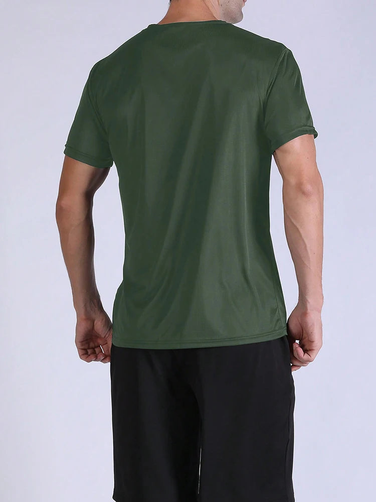 5PCS Men's Solid Color Ultralight Quick Dry Sport T-Shirt, Breathable Lightweight Top For Fitness Training Workout Running Gym
