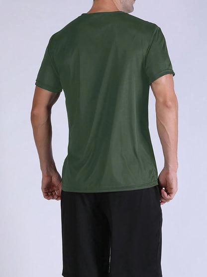 5PCS Men's Solid Color Ultralight Quick Dry Sport T-Shirt, Breathable Lightweight Top For Fitness Training Workout Running Gym