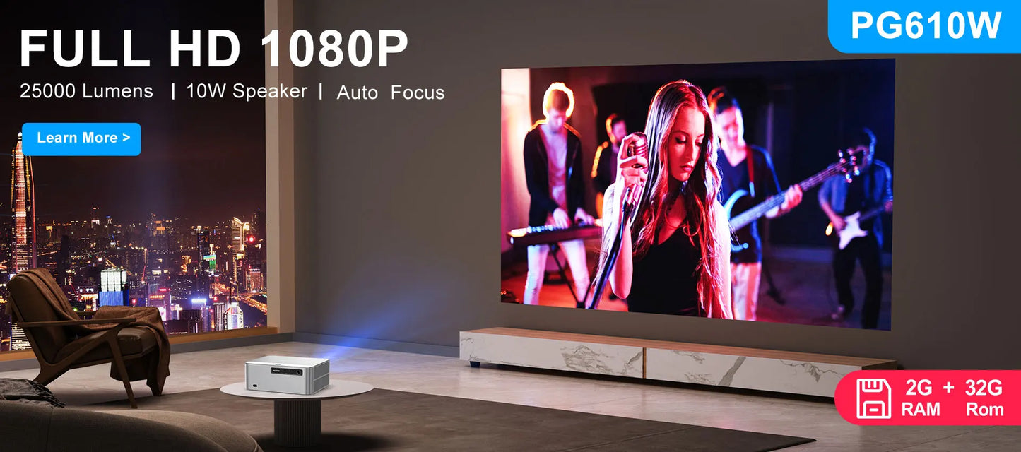 PROGAGA PG370 MAX Projector HD 1080P 4K Android Projector 700ANSI Video Projector Home Theater Portable Projector for Smartphone