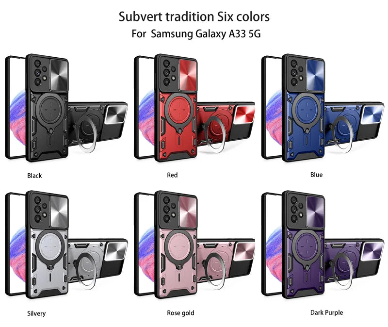 For Samsung Galaxy A33 A53 A13 A23 5G Case Slide Lens Protect Armor Cover For Samsung A12 M12 A52 A52S A04S A 33 53 23 52 Coque