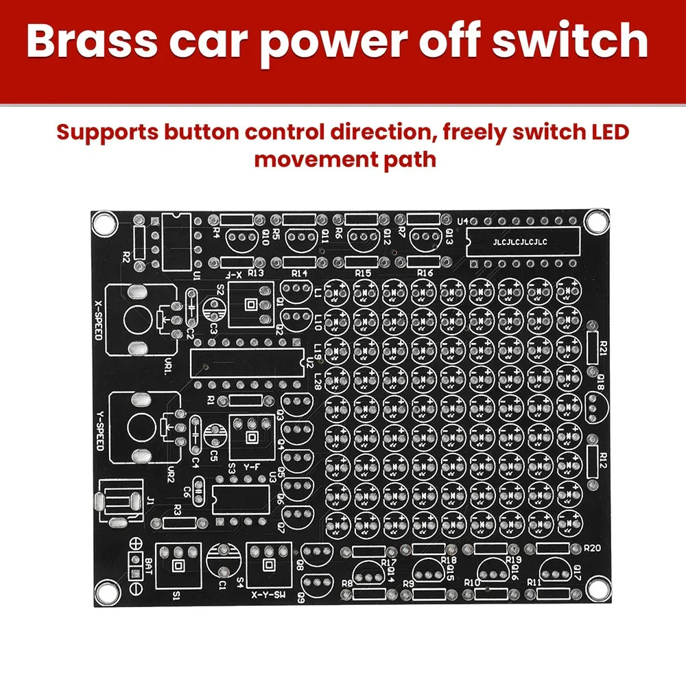DIY LED Follow Spot Kit DC 4.5-9V Gaming X/Y-Axis Movement Adjustable Speed Running Lights DIY Soldering Kit 81 Indicator Lights