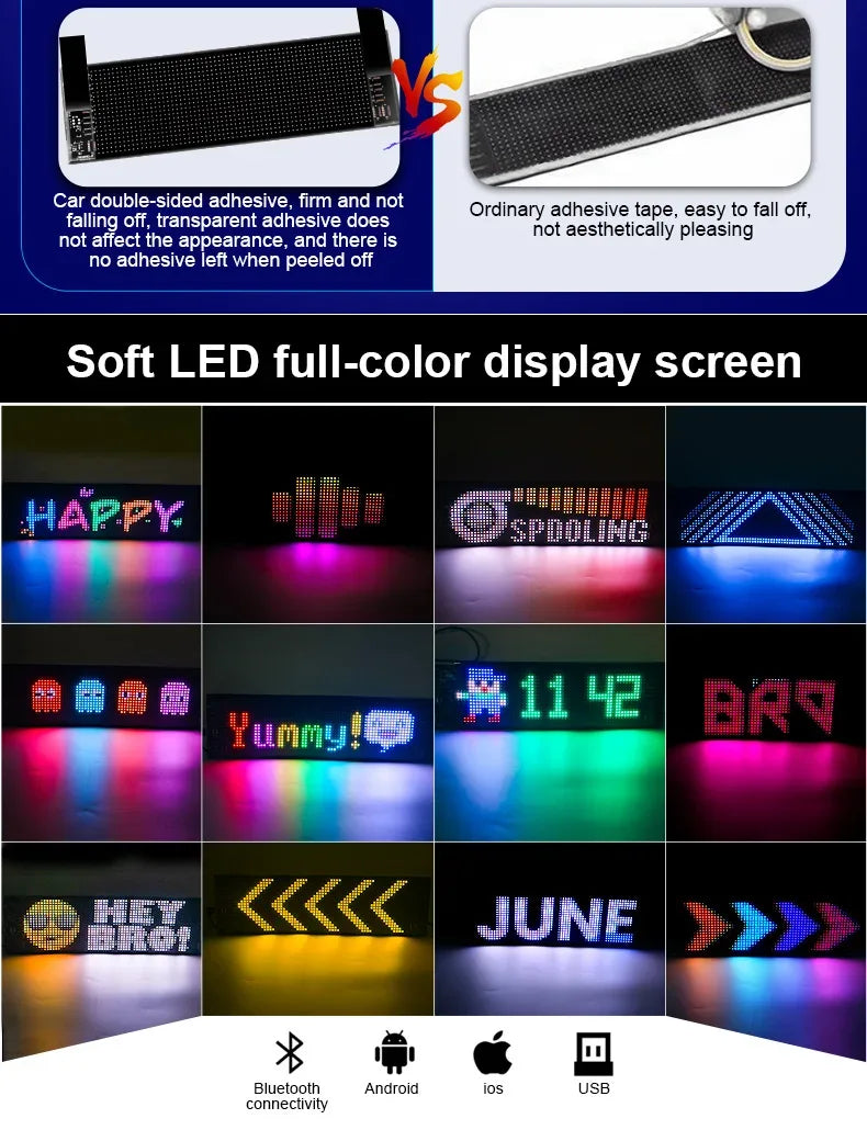 LED Scrolling Advertising Display RGB USB App Bluetooth DIY Devil Eye Overlength Matrix Pixel Panel Pattern Animation Display