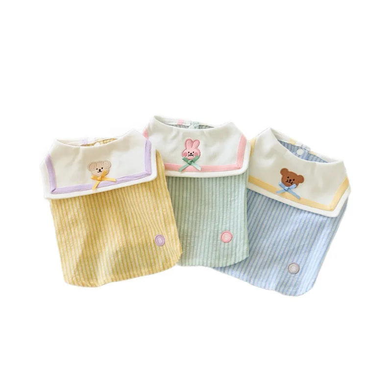 Pet Checkered Vest Cute Bear Two-leg T-shirt Thin and Breathable Shirt Cooling Vest for Dog Puppy Clothes
