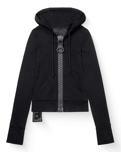 Y2K street Harajuku loose oversized zipper multi-pocket hoodie American fashion trend solid color oversized hoodie for women