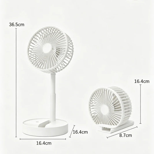Foldable Retractable Mini Desk Fan USB Rechargeable Portable Small Electric Fan With Built In Phone Stand Storage Design For Off