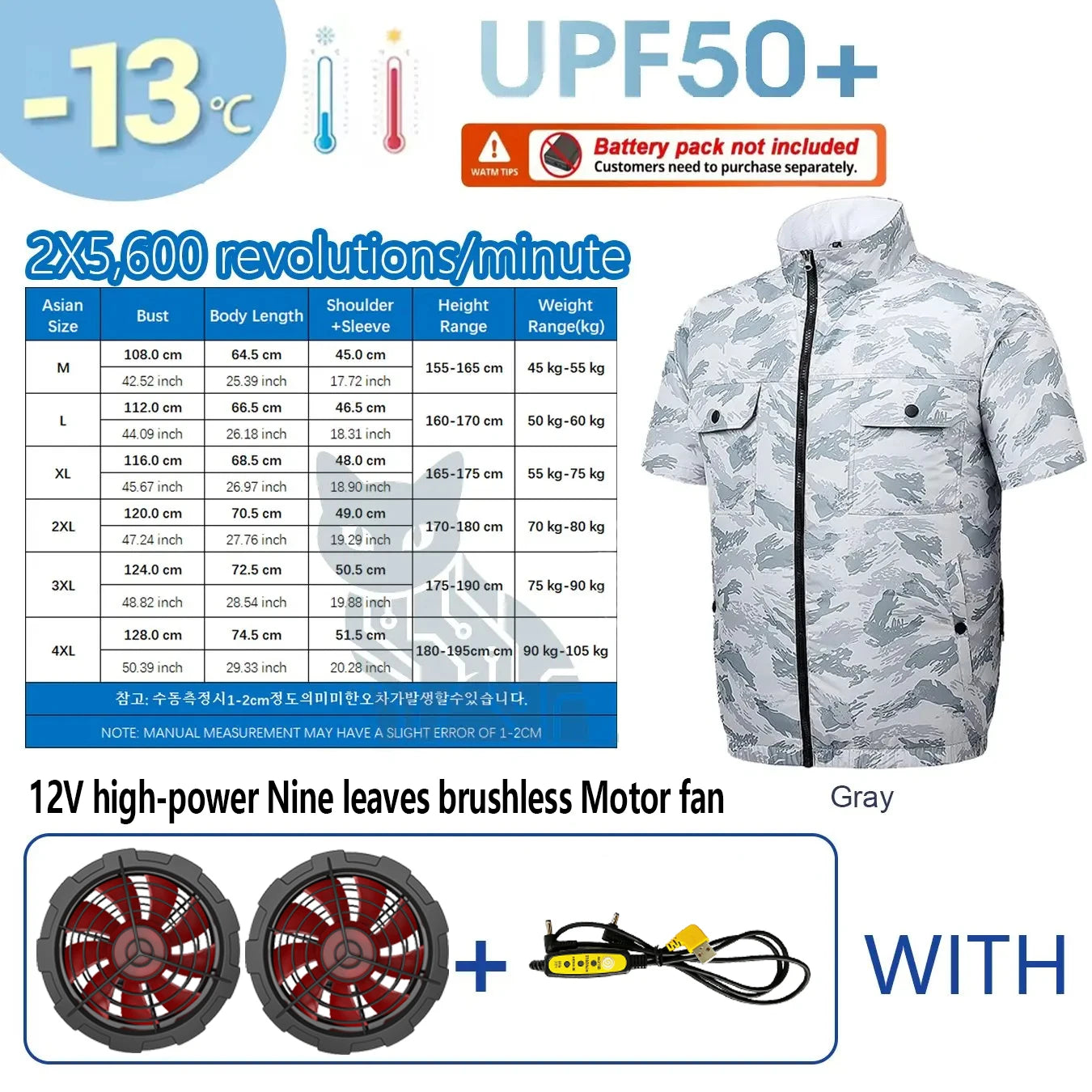 New Summer Men's Short Sleeve USB Fan Cooling Jacket for Outdoor Work Fishing, Cooling Vest for Heat Relief