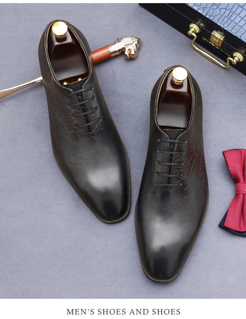 British Trend Mens Dress Shoes Elegant Genuine Cow Leather 2023 Autumn Designer New Style Oxfords Wedding Social Shoes Man