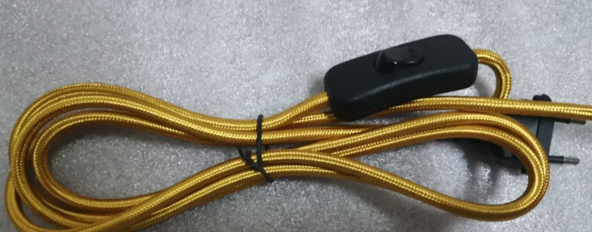 2m AC 220-250V EU Power Cord with Switch Fabric Covered Electrical Power Cable For DIY Table Lamp Cord