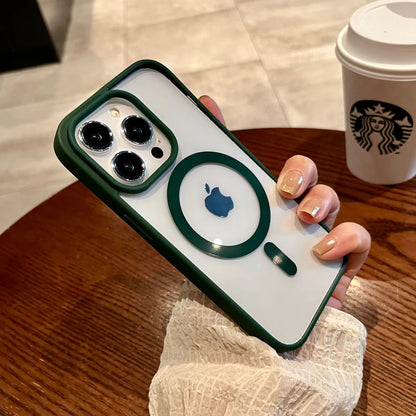 Luxury Magsafe Wireless Charge Phone Case for iPhone 16 15 14 Plus 13 12 11 Pro Max Mini Magnetic Soft Bumper Transparent Cover