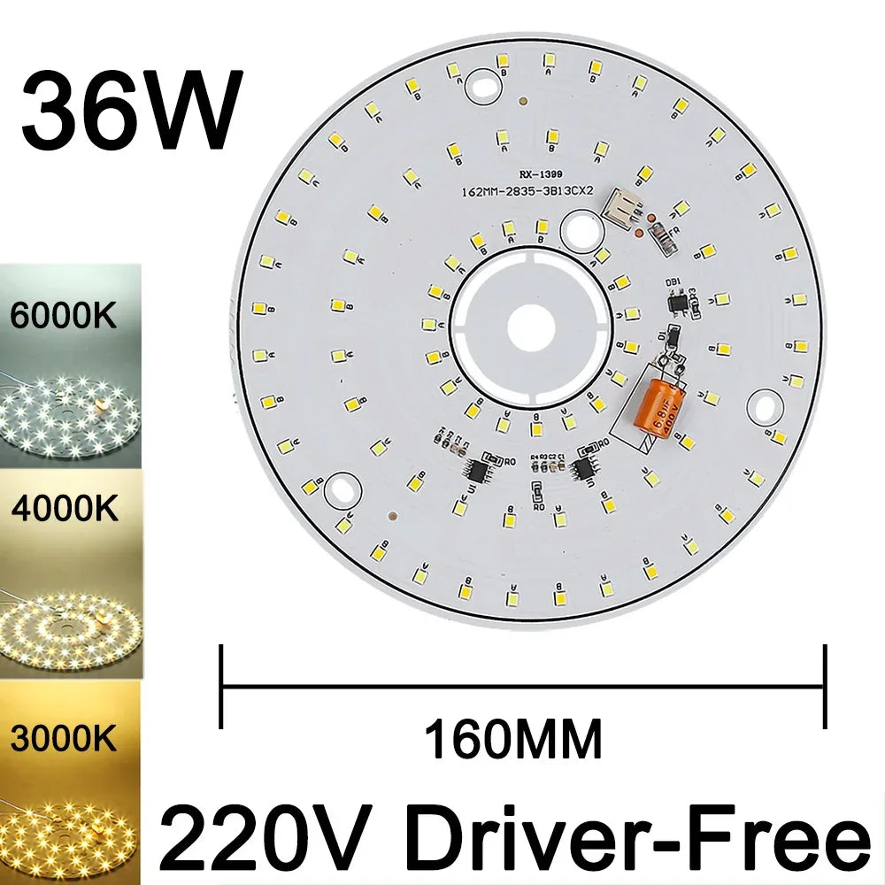 220V Driver-Free Light Panel LED Light Chip DIY Round Nordic Light Source Accessories Replacement Household Chandelier Bulb Patc