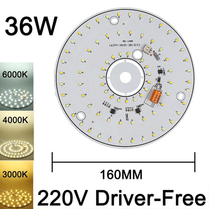 220V Driver-Free Light Panel LED Light Chip DIY Round Nordic Light Source Accessories Replacement Household Chandelier Bulb Patc