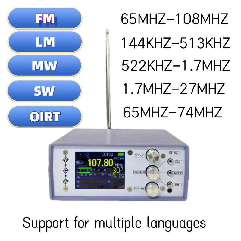 1Set Latest TEF6686 FM SW/MW/LW Full Band Radio RDS + Battery Speaker Charger Antenna FM AM Radio FM AM Radio