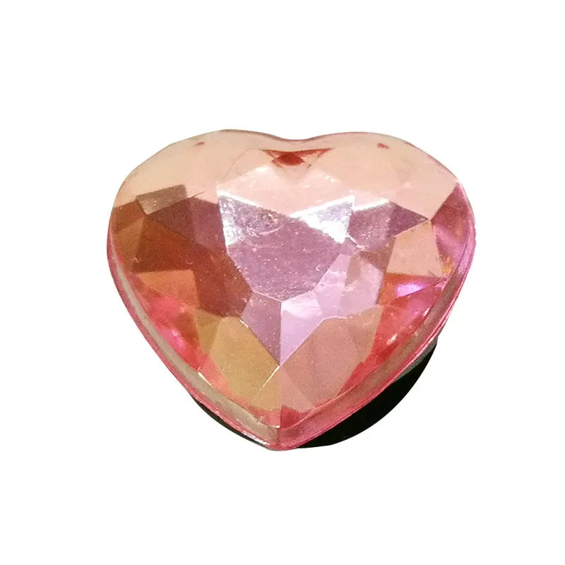 1PCS Bling Crystal PVC Shoe Charms Flower Heart Shaped Gem DIY Accessories Shoe Decorations Charms Transparent Diamond