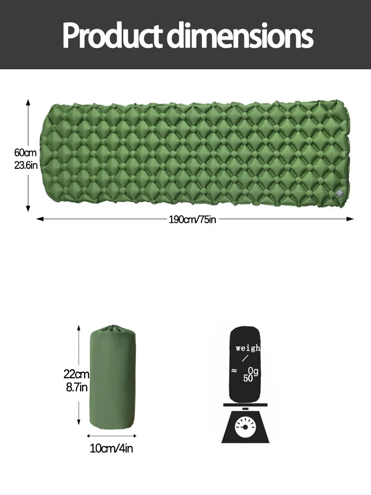 Outdoor Camping Sleeping Pad Folding Sleep Mat Beach Inflat Mattress with Pillows Ultralight Air Mat Travel Hiking New