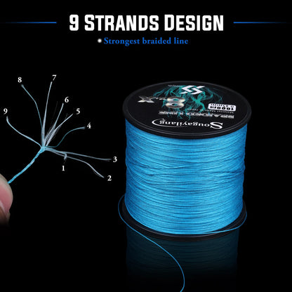 Sougayilang 9 Strands Strong PE Fishing Line Wires 300M 500M 1000M  Strong Abrasion Resistance Multifilament Fishing Line