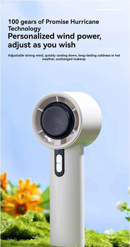 Lenovo Ultra Quiet 100 Speed Handheld Fan USB Rechargeable Portable Mini Turbo Fan for Office and Travel with LED Indicator
