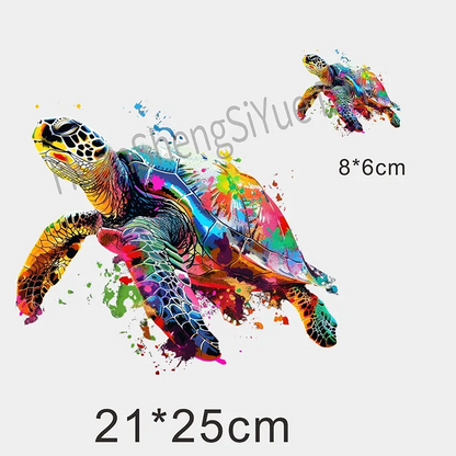 Color Fluid Painting Ironing Sticker Clothes DTF Fashion T-shirt Hoodie DIY Jacket Patch Hot Paste Paper Waterproof