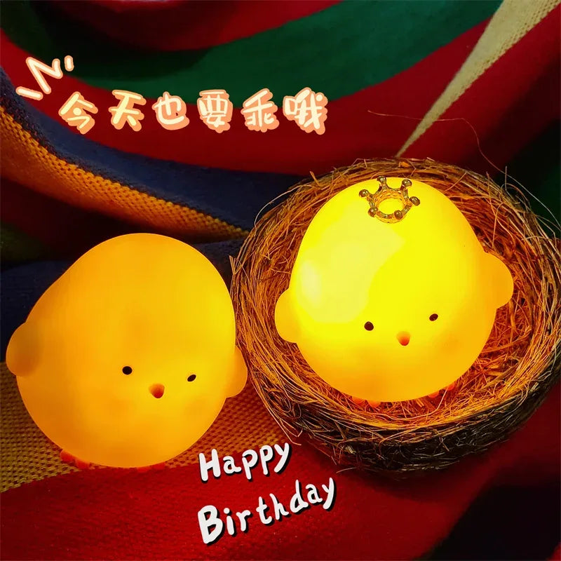Chick Doll Small Night Light Electronic Luminous Toy Anime Figure Warm Light Atmosphere Decoration Cute Shape Children Gift