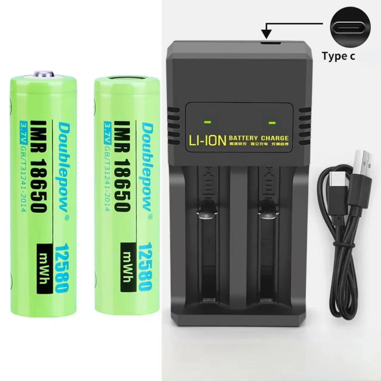 2pcs/lot 18650 rechargeable battery 12950mwh 3.7V lithium battery with 2 slot multi-function charger