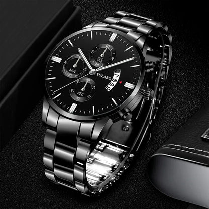 Luxury Men Stainless Steel Watch Calendar Quartz Wristwatch Business Watches Man Clock Relogio Masculino