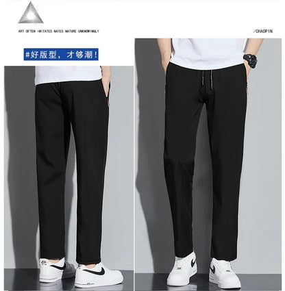 Men's Casual Pants Business Stretch Slim Fit Elastic Waist Jogger Korean Classic Blue Black Gray Male Brand Trousers