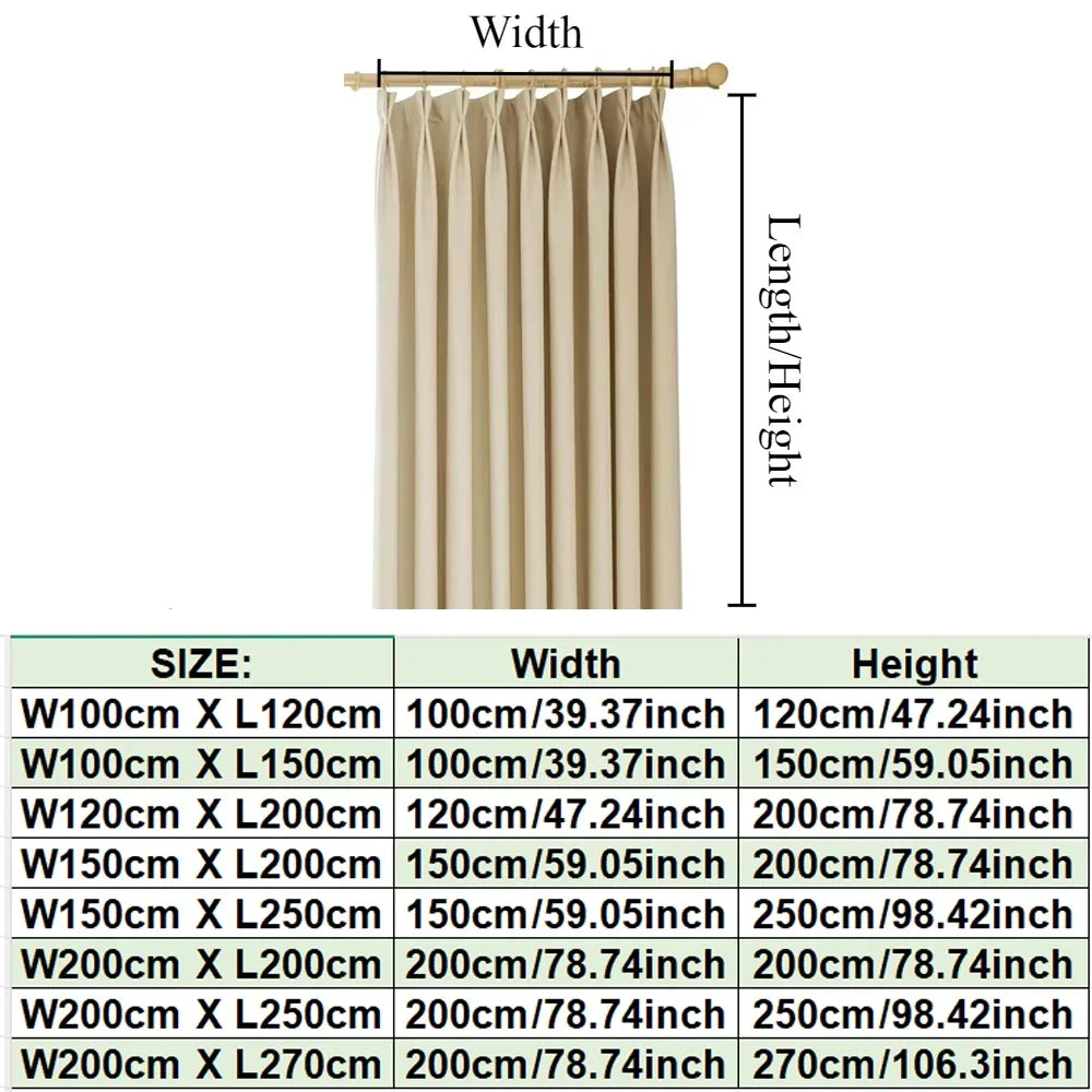 1PC 100% Blackout Curtain solid color High Shading Privacy Coated Insulated Lining Bedroom Living Room Partition Privacy Curtain