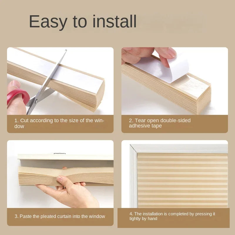 1 PC Easy Installation Window Shades Non-woven Fabric Pleated Zebra Blinds Roller Room Blackout Curtain For Living Room Balcony
