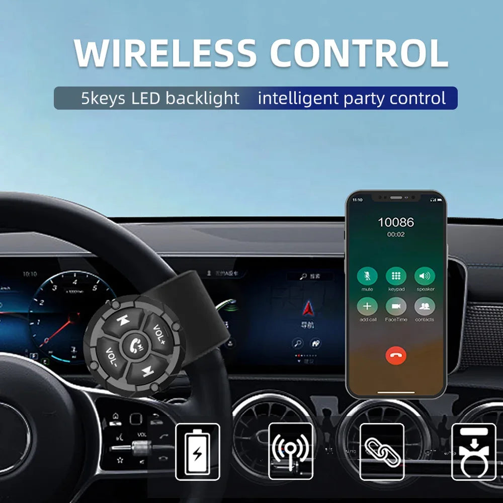 5 Keys Smart Remote Controller Wireless Bluetooth-compatible Media Button Psychedelic/Black Colors Car Motorcycle bike Control