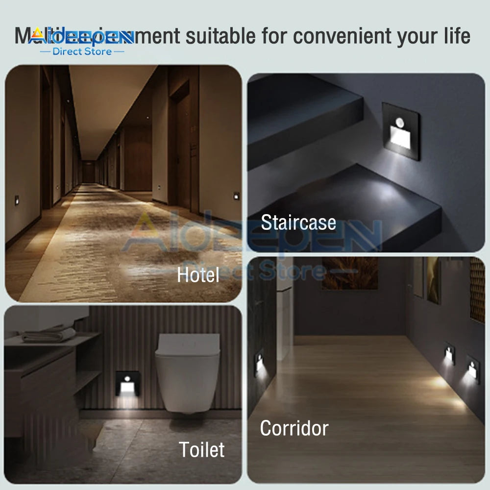 PIR Motion Detector Sensor Led Stair Light Infrared Human Body Induction Lamp Recessed Steps Ladder Staircase Bedroom Decoration