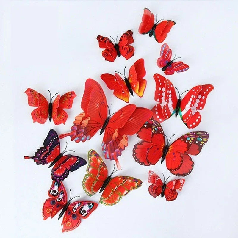 Magentic 3D Double-layer Butterfly Wall Stickers Magnet Refrigerator Stickers Home Girl Kids Room Wedding Christmas Decoration