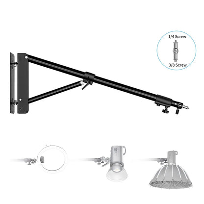 100/135/ 170cm Wall Mounting Triangle Boom Arm Photography Strobe Light, Monolight, Softbox, Umbrella, Reflector and Ring Light